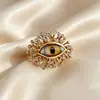 Anillo Abierto Ojo de Demonio Retro Sapa Verano Europeo y Americano Anillo para Dedo Índice de Lujo Ligero para Mujer Material de Latón Apertura Ajustable Diseño Ruili