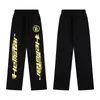 Exportación Transfronteriza Nueva Marca de Moda Europea y Americana Hellstar Hellstar Pantalones Casuales Lavados en Negro con Estampado y Desgastados para Hombre