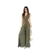 Nueva Moda de Verano para Mujer: Elegante Conjunto de Dos Piezas: Top sin Mangas con Escote en V y Cinturón, Pantalones de Pierna Ancha de Cintura Alta Adelgazantes
