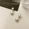 Pendientes de plata S925 con forma de aguja, elegantes, estilo francés, con perla, diseño retro de nicho, para mujer, estilo ins, 4599