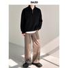 Polo de Manga Larga a la Moda Marca Tendencia Estilo Universitario Color Block para Hombre Bordado Color Sólido Estilo Americano Retro Suelto Medio Cierre