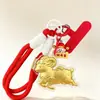 Cordeiro de ouro 999 com pingente de chaveiro de ouro, acessório decorativo popular, chaveiro de bolsa, item de presente, atacado