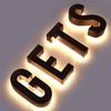 Borde de barra de caracteres retroiluminado sin bordes carácter exterior hotel boutique valla publicitaria envolvente letrero de puerta LED luminoso producción