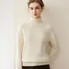 Suéter de cashmere 100% puro com gola alta para mulheres, nova cor sólida de outono e inverno, pulôver solto, camisa básica