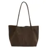 Bolso de mano de ante estilo clásico simple para mujer, bolso con textura esmerilada, gran capacidad, bolso de mano, bolso de hombro