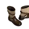 Botas western retro de suela gruesa a media pantorrilla con tacón apilado, botines plisados estilo caballero para mujer, nueva colección de invierno 2026, botines Martin para mujer