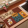 Esterilla Escurridora de Cocina Estilo Retro Americano, Esterilla Absorbente de Tierra de Diatomeas de Secado Rápido para Mesa, Base Resistente al Calor para Encimera, Esterilla para Secar Tazones y Palillos