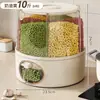 Caixa de Armazenamento de Grãos, Recipiente Rotativo para Arroz, Lixeira de Arroz Selada à Prova de Insetos e Umidade Doméstica, Pote Compartimentado com Vedação por Pressão, Caixa de Arroz