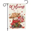 Bandera de Jardín Nueva de San Valentín de Amazon, Doble Cara, Uso en Exteriores, Patrón de Corazón, Bienvenida al Jardín, Bandera para Exteriores