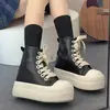 Zapatos Blancos de Suela Gruesa para Aumentar la Altura para Mujer 2026 Nuevo Verano Pequeña Altura Pan Versátiles de Caña Alta para Dedo Gordo Zapatos de Tabla