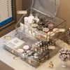 Caja de almacenamiento de cosméticos de acrílico transparente, organizador de escritorio a prueba de polvo para cuidado de la piel, organizador de tocador tipo cajón de gran capacidad