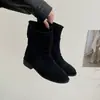 Botines Retro de Cuña Gruesa Plisados Versátiles Otoño e Invierno 2026 Nuevos Botines de Ante Ruched Maillard Botas de Montar Cómodas para Mujer