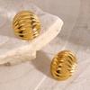 Pendientes Ovalados Nervados Chubby de Acero Inoxidable Europeos y Americanos Pendientes de Textura de Lujo Ligero Pendientes de Gama Alta para Mujer