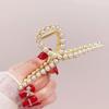 Clip Grande Elegante Elegante Celebridad de Internet Aleación Clip de Agarre Perla Diamante Clip Tiburón Estilo Coreano Pasador para el Cabello Fijo para la Cabeza