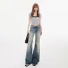 Nuevos jeans acampanados de tiro bajo estilo retro americano con una bonita caída, versátiles para primavera y verano, pantalones largos disponibles para venta al por mayor