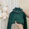 Tricô de Gola Alta Outono e Inverno para Meninas Bebê Menina 2025 Macio Cera Gola Boneca Camada Base Infantil Top de Inverno
