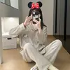 Yunduo Algodón Otoño 2025 Pijama de Mujer Pantalón de Manga Larga Cárdigan Solapa Pijama Traje Casual de Mujer Ropa para el Hogar
