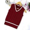 Outono e Inverno camisola sem mangas mulheres V-neck colete de malha feminino preppy estilo colete de lã colete de lã colete colete doce