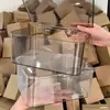 Caja de almacenamiento de escritorio con tapa abatible acrílico transparente caja de almacenamiento a prueba de polvo dormitorio oficina con tapa cesta para diversos