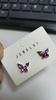 Novos Brincos Estilo Chinês S925 Anti-Prata Feminino Cristal Colorido Borboleta Brincos Fada Brincos Borboleta Elegantes Feminino