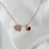 Novo Estilo Colar de Cachorro Esmaltado em Forma de Coração para Mulheres, Popular Colar Francês Três Vias Destacável, Corrente para Clavícula de Presente do Festival do Meio Outono para Mulheres