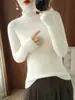 Suéter de Tricô Novo Estilo Gola Alta para Mulheres Outono Inverno Manga Longa Gola Alta Camada Base Slim Fit Canelado