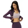 Chamarra de Yoga con Felpa Adicional Otoño e Invierno para Mujer, Cierre Completo, Cuello Alto, Adelgazante, Chamarra Deportiva, Bloqueo de Calor, Manga Larga para Fitness