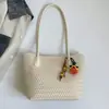 Bolsa de palha trançada vintage de alta qualidade para mulheres, nova bolsa tote simples outono e inverno 2026, bolsa de ombro grande capacidade para o dia a dia