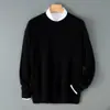 Suéter Masculino de Lã Gola Redonda Outono Inverno Novo Malha Casual Solta Macio Confortável Versátil Camada Base Atacado Tendência