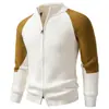 Suéter Cardigan Malha Outono/Inverno 2026 Amazon Transfronteiriço Moda Masculina Color-Block Elegante Gola Alta Jaqueta Casual