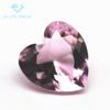 Venta al por mayor de fábrica piedra desnuda de vidrio rosa en forma de corazón fondo puntiagudo anillo de vidrio rosa en forma de corazón de melocotón incrustado con gemas
