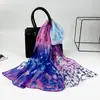 Bufanda Larga de Bloqueo de Doble Color 50160 DIY Versátil Bufanda de Gasa de Seda con Tacto Similar a la Seda, Bufanda de Georgette para Mujer, Bufanda Fina de Seda