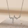 Collar de Acero de Titanio con Electrocardiograma de Estilo Coreano Ins Trendy, Personalizado de Moda con Circonitas Incrustadas de Diamantes, Cadena de Clavícula Elegante Estilo Caliente de Celebridad de Internet