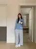 Nuevo Estilo Coreano Otoño/Invierno 2660 Casual Holgado Manga Larga Pantalón Largo Algodón Ropa de Casa Suéter para Mujer Cuello Redondo Pijama Transfronterizo