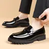 Zapatos de Cuero Casual de Negocios para Hombre, Piel de Vaca de Primera Capa, Mocasines Brillantes sin Cordones, Cuero Genuino, Charol, Zapatos Formales para Boda