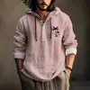 Camisa de Manga Longa Masculina de Verão Nova, Estilo Y2 Europeu e Americano, com Estampa 3D, com Capuz de Abertura Frontal, Venda Direta do Fabricante