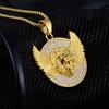 Moda popular hip hop all-match titânio aço diamante Asas Leão pingente redondo personalizado homens e mulheres casual casal colar