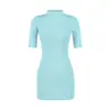 Vestido Base Moldeador Elástico Ajustado Estilo Puro Deseo para Mujer, Cuello Medio Alto, Vestido de Punto de Manga Media, Elegante Vestido Bodycon