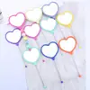 Nuevo Espejo de Maquillaje de Mano con Forma de Corazón Espejo de Corazón Creativo DIY con Perlas Espejo de Maquillaje de Plástico Portátil de una Cara Venta al por Mayor