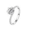 Anillo clásico de copo de nieve con confesión de brazo de torsión de seis garras, anillo de diamantes de moissanita de simulación femenina, anillo de bodas de diseño simple, venta al por mayor en vivo