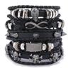 Pulseira de couro tecida à mão para homens, estilo europeu e americano, transfronteiriça, hip-hop, punk, série de conjuntos diy, primeira joia, atacado