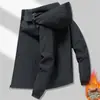 Jaqueta Casaco de Lã de Coral Espessa Moda Casual com Zíper Outono Inverno Masculino com Capuz de Lã de Cordeiro Forrado com Lã Roupas Masculinas