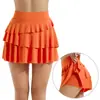 Cake-shaped Sports Skirt Women's Fake Two-Piece Anti-Exposure Yoga Skirt Nude Feel Quick-Drying With Pockets Tennis Skort Pants