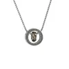 Collar Pixiu Vintage para Hombre Tendencia Personalidad Minimalista Textura Cadena Clavícula Colgante Anillo Doble Hueco Imitación Plata Tailandesa