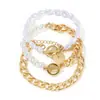 Conjunto de Pulseiras de Metal Mais Vendido da Amazon Europeu e Americano Transfronteiriço Personalizado Pulseira de Corrente Grossa Pulseira Aberta Multicamadas Brilhante