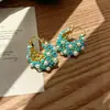 Pendientes de Perla Turquesa Azul con Enrollado Retro, Clips para Oreja Exquisitos y de Alta Gama, Joyería para Orejas de Diseño Versátil y Único