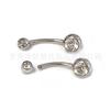 Anillo para ombligo de titanio F136 de doble cabeza con dientes externos, con incrustaciones de circonita diamante checo, clavo de aleación de titanio G23, joyería para perforación del cuerpo humano
