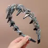 Diadema de Organza con Dientes de Cristal Estilo Dongdaemun Coreano para Mujer, Diadema Versátil de Parte Superior para Lavarse la Cara