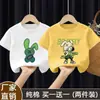 Ropa infantil camiseta de manga corta para niños 2026 nuevo estilo de verano para niños mayores, top de verano de algodón puro de manga media para niños