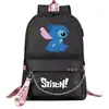 Comercio exterior nueva mochila de dibujos animados Stitch USB Estudiante joven mochila escolar para hombres y mujeres mochila casual de viaje
